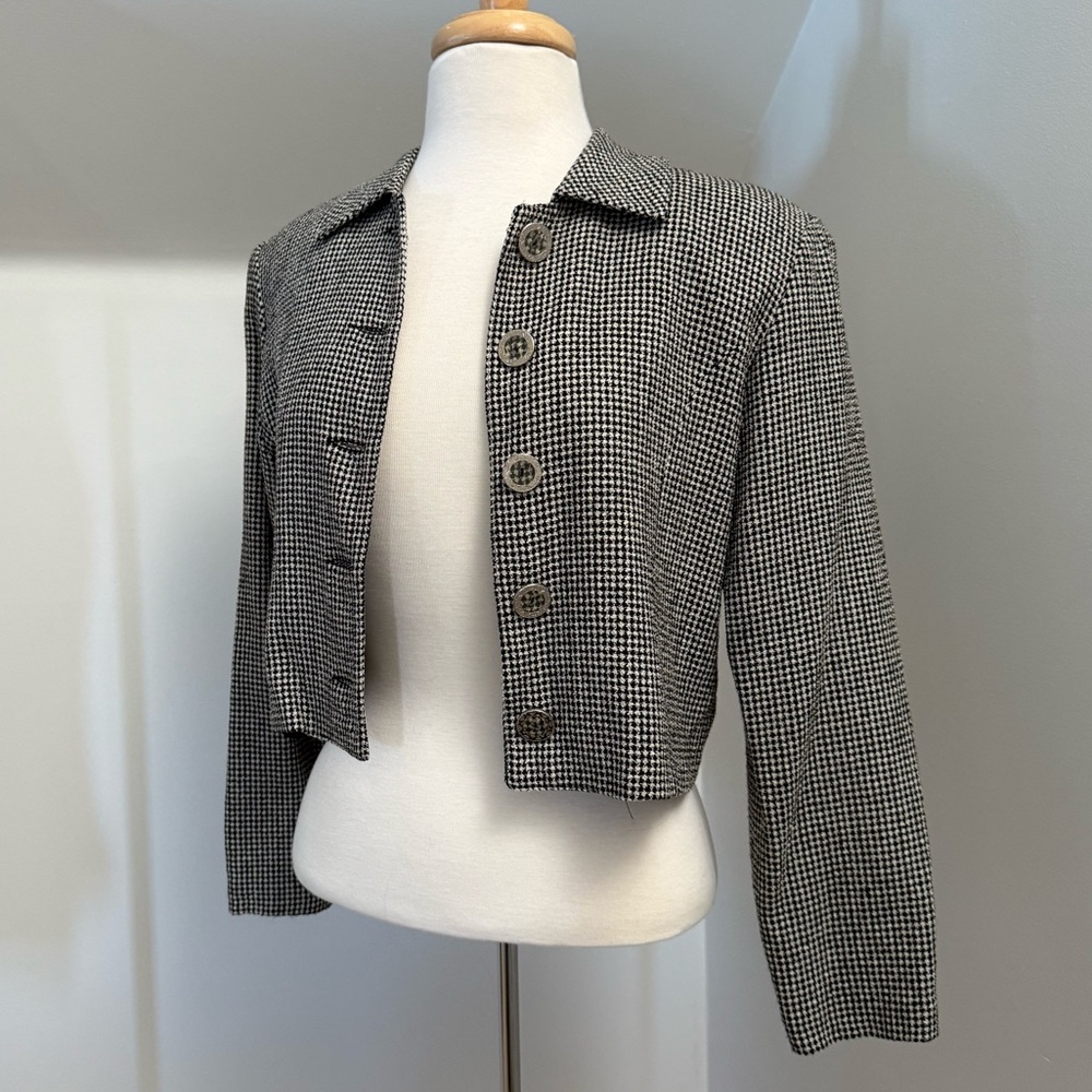Vintage Houndstooth Cropped Blazer